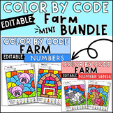 Farm Color by Number and Number Sense Bundle Editable Activities