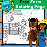 Farm Coloring Page: Farmers & Barnyard Animals
