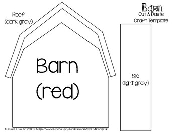 Farm Cut and Paste Craft Template - Barn by Para2PreK | TpT