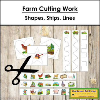 Montessori Cutting Skills Printable Farm Animal Cutting Strips Preschool Scissor Practice Worksheets Toys Games Toys Vadel Com