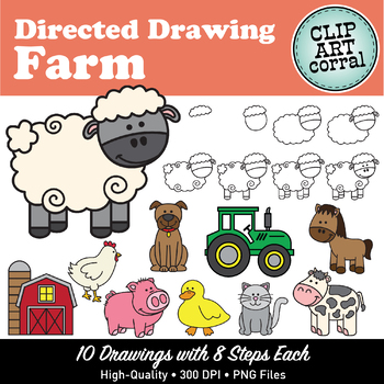 Preview of Farm Directed Drawing Clip Art