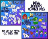 Farm Doodles clip art Combo Pack (BW and color PNG files)