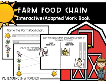 Preview of Farm Food Chain Adapted Work Book