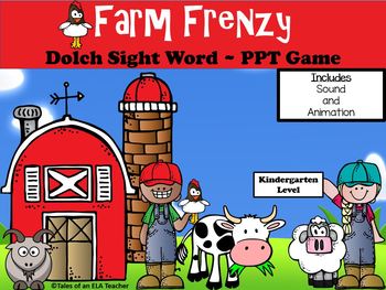 Preview of Farm Frenzy ~ Kindergarten Dolch Sight Word ~ Interactive PPT Game