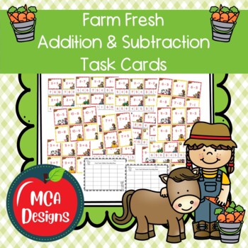 Preview of Farm Fresh Addition and Subtraction Task Cards