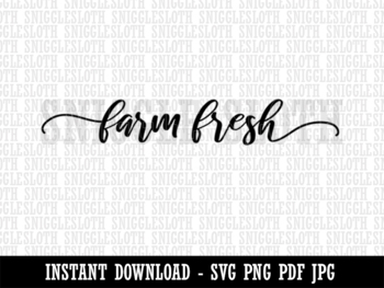 Farm Fresh Fancy Script B&W Clipart Digital Download SVG PNG JPG Cut File