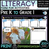 Farm Fun Literacy Activities PreK to Grade 1 