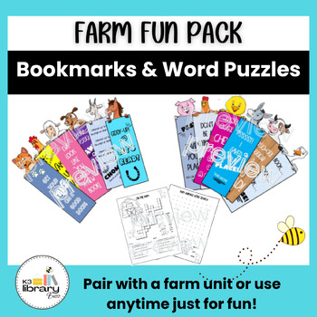 Preview of Farm Fun Pack: Farm Bookmarks and Word Puzzles
