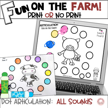 Preview of Farm Fun Dot Articulation Activities Homework Speech Therapy