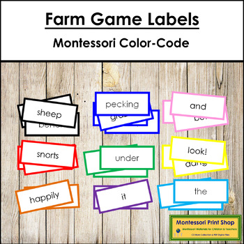 Preview of Farm Game Labels (color-coded) - Montessori Grammar