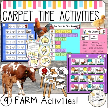 Preview of Farm Carpet Time Activities Circle Time | Preschool | Kindergarten