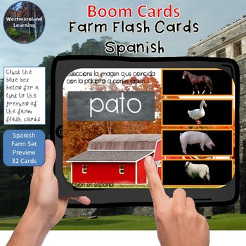 Preview of Farm Interactive Flash Cards Digital Boom Card Sets Spanish & English