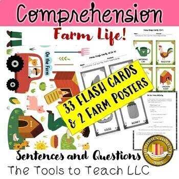 Preview of Farm Life 33 Flash Cards Sentences and Comprehension Questions Lesson No Prep