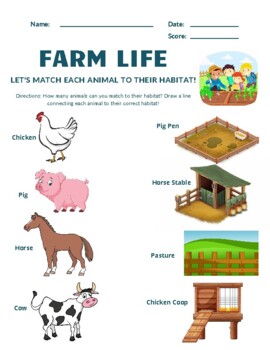 Preview of Farm Life Printable Agriculture Worksheet