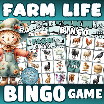 Preview of Farm Life Vocabulary Bingo: Fun ESL EFL Activity Game