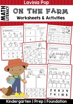 Preview of Farm Math & Literacy Worksheets & Activities No Prep