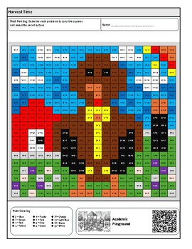 Preview of Farm Math Secret Image Color-by-Code Worksheet (Addition to 13)