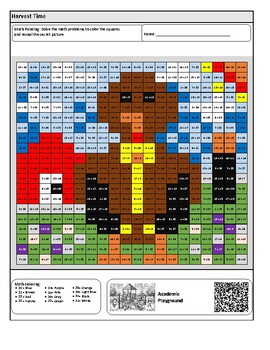 Preview of Farm Math Secret Image Color-by-Code Worksheet (Two-Digit Addition)