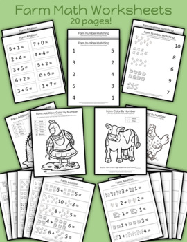 farm math worksheets by little footsteps big learning tpt