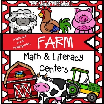 Preview of Farm Math and Literacy Centers for Preschool, Pre-K, and Kindergarten