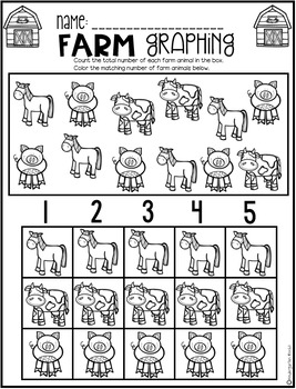 Farm Math and Literacy Worksheets for Preschool by Kindergarten Rocks