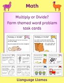 Farm Multiplication and division word problem task cards