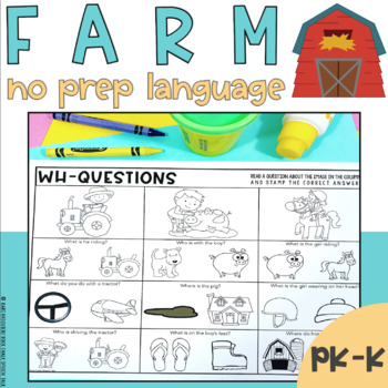 Preview of Farm No Prep Preschool Language Activities for Speech Therapy