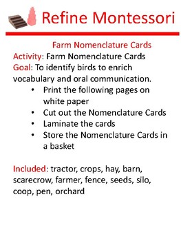 Preview of Farm Nomenclature Cards