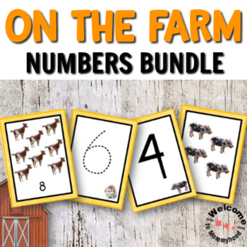 Preview of Farm Number Cards 0 to 9 for Math Centers or Hands-on Activities