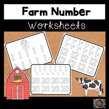 Preview of Farm Number Handwriting Worksheets