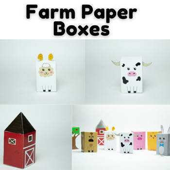 Preview of Farm Paper Boxes ,farm animals crafts ,paper doll template