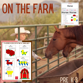 Preview of Farm Pattern Block Mat Printables & Worksheets
