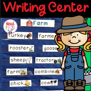 Preview of Farm Vocabulary Words and Picture Cards for Writing Center Write the Room ESL