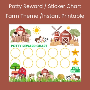 Preview of Farm Printable Reward Sticker Chart / Potty Training / Toddler Kids Student