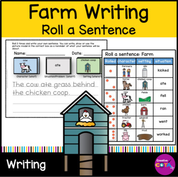 Preview of Occupational Therapy Farm Writing Center Activities Roll and Write a Sentence