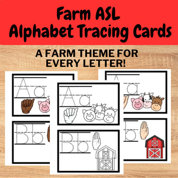 Preview of Farm Sign Language Alphabet Tracing flashcards with Farm Phonetic Pictures