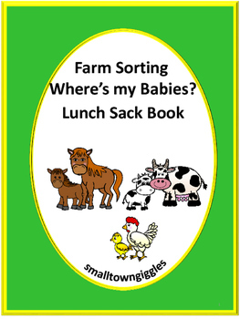 Baby Animals Matching Lunch Sack Book Farm Theme Preschool Centers
