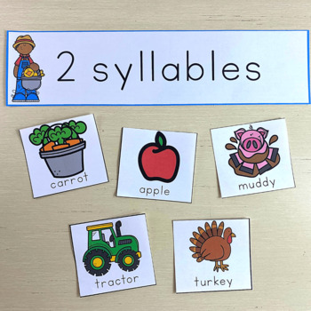Farm Syllable Sorting Activity by The Homeschool Journey | TPT