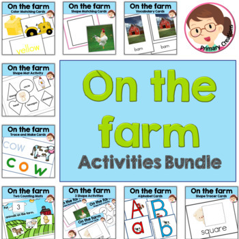 Preview of Farm PreK Literacy and Math Activities Bundle