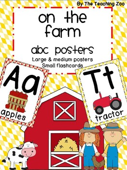Preview of Farm Theme ABC Posters - Large, Small & Flashcards
