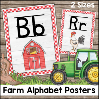 Preview of Farm Theme Alphabet Posters & Word Wall Letters