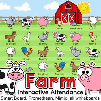 Preview of Farm Theme Smartboard Attendance & Lunch Count for All Whiteboards