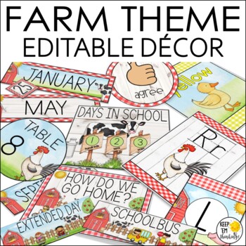 Preview of Farm Theme Classroom Decor Bundle, Editable Farm Decor