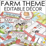 Farm Theme Classroom Decor Bundle, Editable Kindergarten &