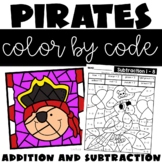 Pirate Theme Color by Number Addition and Subtraction Facts