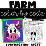 Farm Theme Color by Number Subtraction Facts