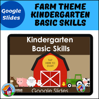 Preview of Farm Theme Kindergarten Basic Skills Review for Google Slides™