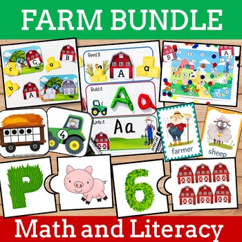 Farm Theme Literacy and Math Task Cards, Farm Activities, Farm Animals