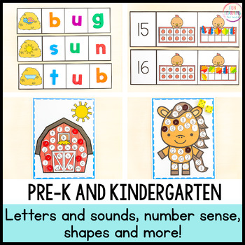 Farm Theme Math & Literacy Centers for Preschool, Pre-K & Kindergarten