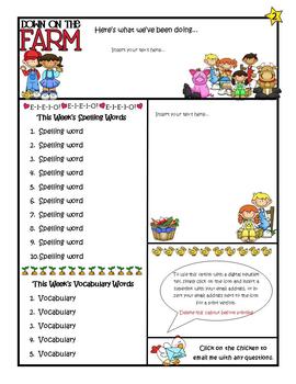 Farm Theme Newsletter Template WORD by Confessions of a Teaching Junkie